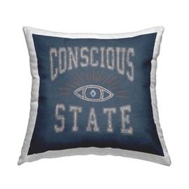 Stupell Industries Conscious State Varsity Style Design by Higher Learning/Life is High Outdoor Printed Throw Pillow, 18 x 7 x 18, Blue