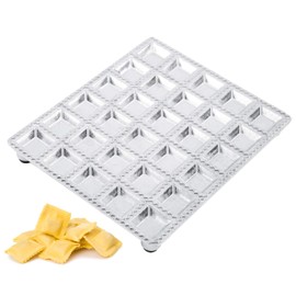 Ravioli Mould Made of Aluminium Alloy 19.6 x 16.5 cm 30 Holes Dumplings Pastry Mould Maker Ravioli Cookie Cutter Ravioli Maker Press for Mini Squares for DIY Cooking Family Celebrations Parties (1