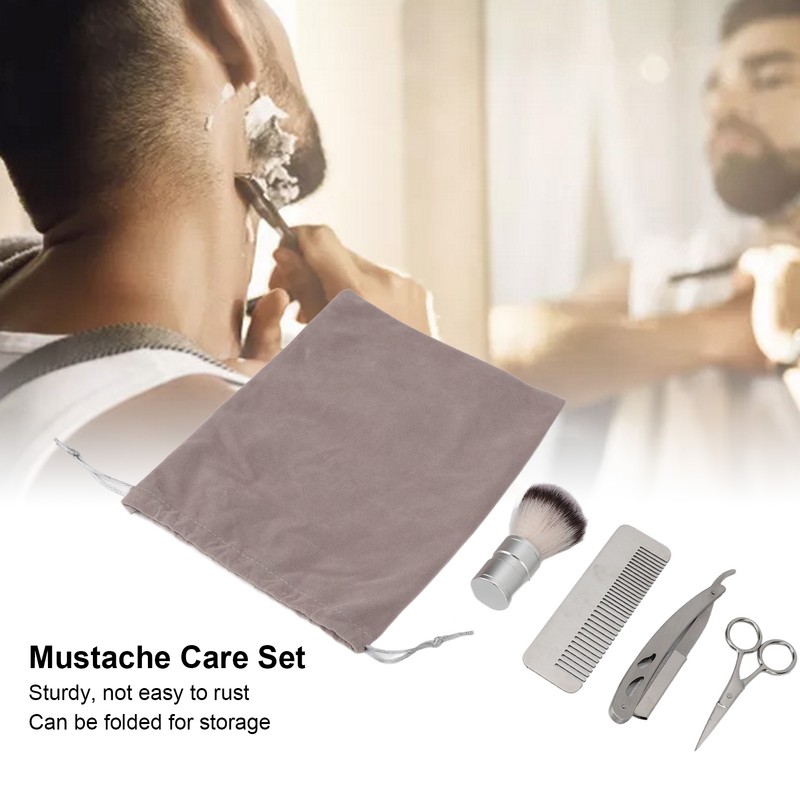 4pcs Beard Trimming Comb Brush Kit Portable Hair Trimming Rust