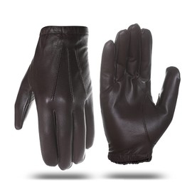 Harssidanzar Men's Thin Unlined Leather Police Gloves GM031EU, brown