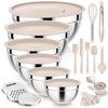 E-far 25PCS Mixing Bowls with Lid Set, Stainless Steel Nesting