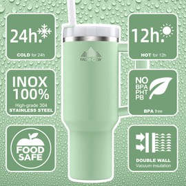 Mont-Clair 40oz Tumbler with Straw and Lid - Insulated Stainless Steel Travel Mug with Handle - Thermos Travel Mug for Hot & Cold Drinks - Cold or Hot for 10 hours - Iced for 48 hours - 1200ml