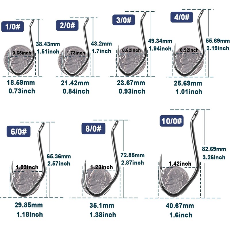 FishTrip Catfish Hooks Big River Hooks, 50pcs Live Cut Bait