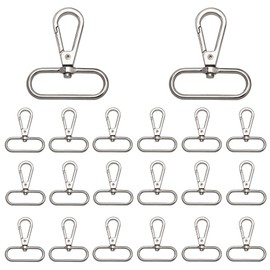 Rotating Carabiner, Pack of 20 Carabiner Hook Key Chains, 38 mm D-Rings Metal Trigger Snap Hooks for Bags Belts DIY Sewing Craft Bag Accessories