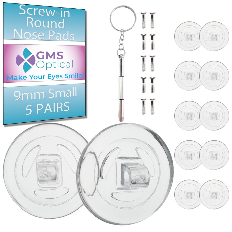 GMS Optical Round Screw-in Silicone Eyeglass Nose Pads for Glasses,