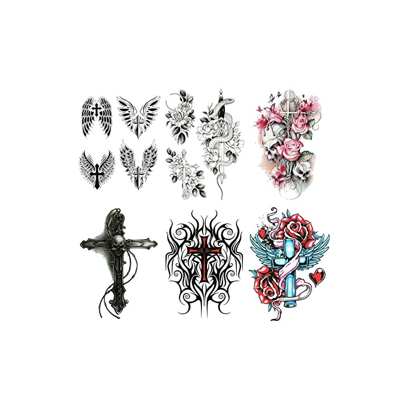 THE FANTASY Christian Grim Reaper Cross Tattoo Sticker (set001)