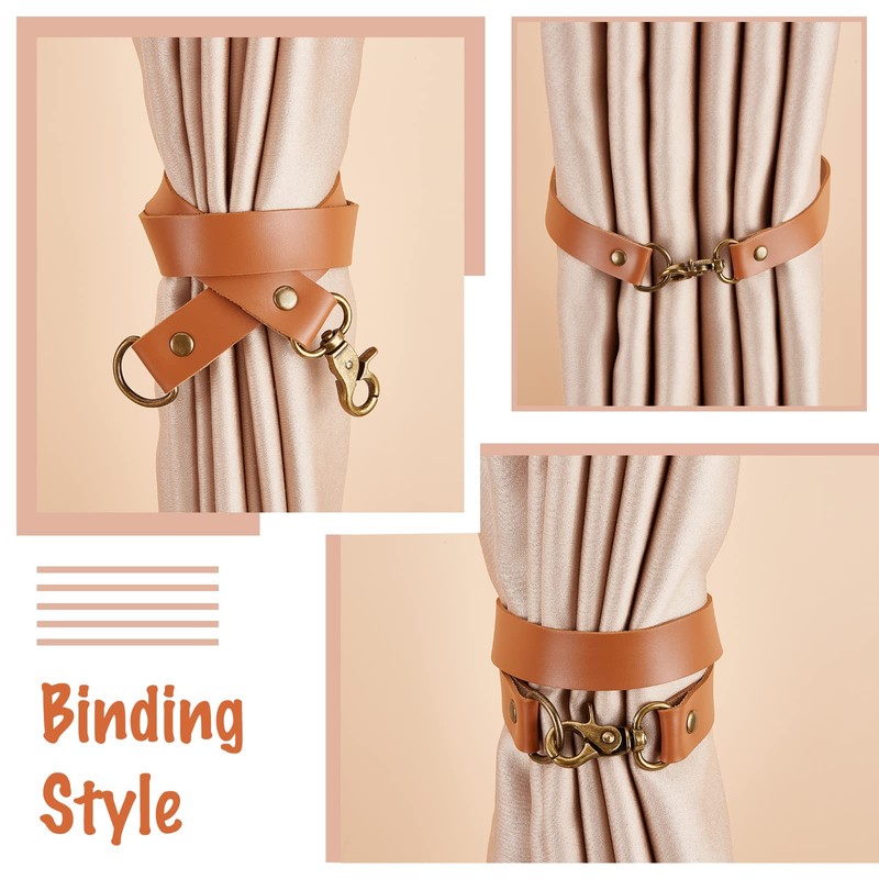 GORGECRAFT 2 Pack Leather Curtain Tiebacks European Style Custom Made