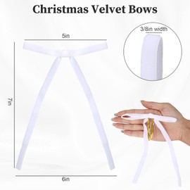 30 Pcs Christmas Tree Bows, Christmas Velvet Bows 5x7 Inch Velvet Bow for Wreath Decor,Rustic Crafts Gifts Bow Ribbon for Xmas Home Wedding Indoor Outdoor Use (White)