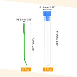 sourcing map 8 Pcs Yarn Needle Kit, 2.76 Inch Tapestry Needles Bent High Carbon Iron Large Eye Sewing Darning Needles Hand Sewing Needles with Storage for Hand Sewing Art Crafts, Green