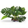 SunGrow Plastic Leaf Plant, Heavy-Duty Ceramic Base, Hiding Spot for