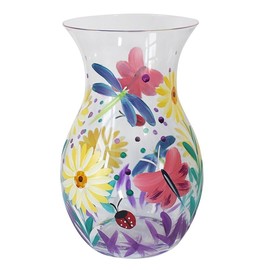 Lesser & Pavey Lynsey Johnstone Pink Gerbera Vase For Home & Office | Beautiful Flower Vase For Living Room | Ceramic Decorative Flower Holder | Home Décor Floral Print Flower Vase