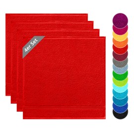 Lashuma Linz Terry Kitchen Towels Red Cotton Tea Towels 50 x 50 cm Pack of 4