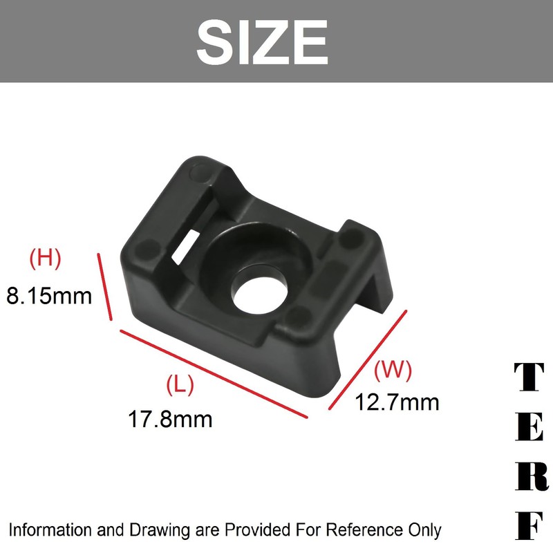 TERF® 100 Pcs Black Screw Mount Cable Tie Bases -