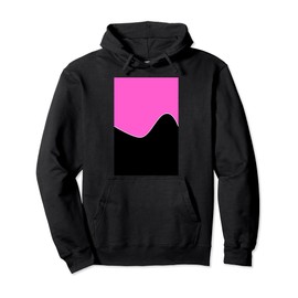 GEOMETRIC TWO TONE PATTERN LIGHT DEEP PINK and BLACK WAVE Pullover Hoodie
