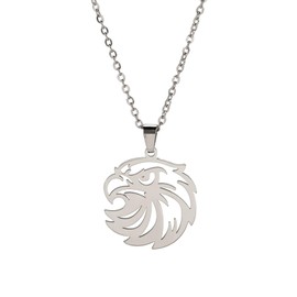 VASSAGO Eagle Head Pendant Necklace Vintage Hawk Necklace Stainless Steel Eagle Necklace for Men Women Hip Hop Eagle Head Amulet Necklace, Stainless Steel, No Gemstone