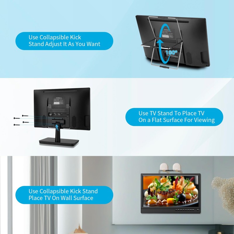 Feihe 14 inch Small Kitchen TV—Digital ATSC Tuner, HDMI/USB/TF/Headphone Ports,