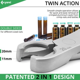 Cynamed Twin Action Decapper Pliers - Perfect for Decapping 11mm and 20mm Crimped Vials and Bottles