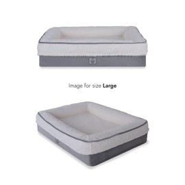 Memory Foam Dog Bed for Large Dogs. Waterproof Dog Sofa Bed Large, Supportive Foam Pet Couch Bed with Removable Washable Cover with Waterproof Cover and Non Skid Bottom, Gray