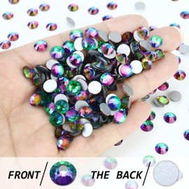 Briskbloom Flatback Crystal Rhinestones Round Gems for Nail Art and Craft Clothes Glue Fix, Green Flame (4.6-4.8mm) SS20/1440PCS