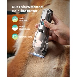 oneisall Dog Clippers for Grooming Thick Hair Coats, Low Noise Dog Grooming Kit Waterproof, 3 Speeds Cordless Pet Nail Grinder, Stainless Steel Dogs Paw Trimmer with Ceramic Blade for Pet