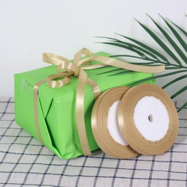 2 Rolls Gold Satin Ribbon, 10mm x 22m Each (44m Total), Gift Wrapping Ribbon for Crafts, Wedding, Party Decorations