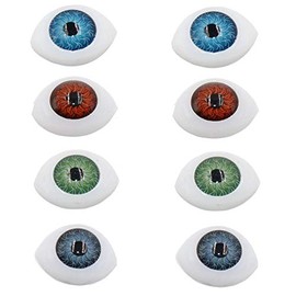 8 Pairs(16PCS) Oval Flat Hollow Back Plastic Eyes Puppet Doll Bear Craft Eyes Eyeballs Making DIY Supplies for Porcelain or Reborn Dolls Stuffed Animal Toys Troll Scary Eyes 23mm x 16mm