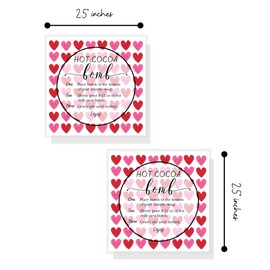 Lashicorn Hot Cocoa Bomb Instruction Cards | 30 Pack | Hot Cocoa Bomb Supplies | White Card with Valentine Design (Square with Hearts)