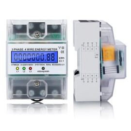 BOSYTRO Electricity Meter, 3-Phase Electricity Meter, DIN Rail 230 / 400 V, 5-100 A, Digital Electricity Meter, Three-Phase Meter, 4-Wire Calibrated Three-Phase Meter for Power Measurement Systems