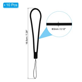 PATIKIL 18.5cm Wrist Strap Lanyard, 10 Pcs Silicone Short Soft Neck Lanyard Hand Wristlet String Badge Lanyard for Cellphone USB Key Chain Camera, Black Style 2