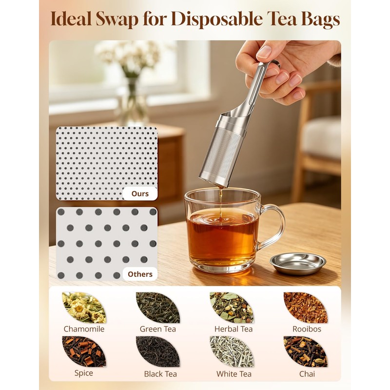 HOUSE AGAIN Tea Infuser for Loose Leaf Tea, 2-in-1 Tea