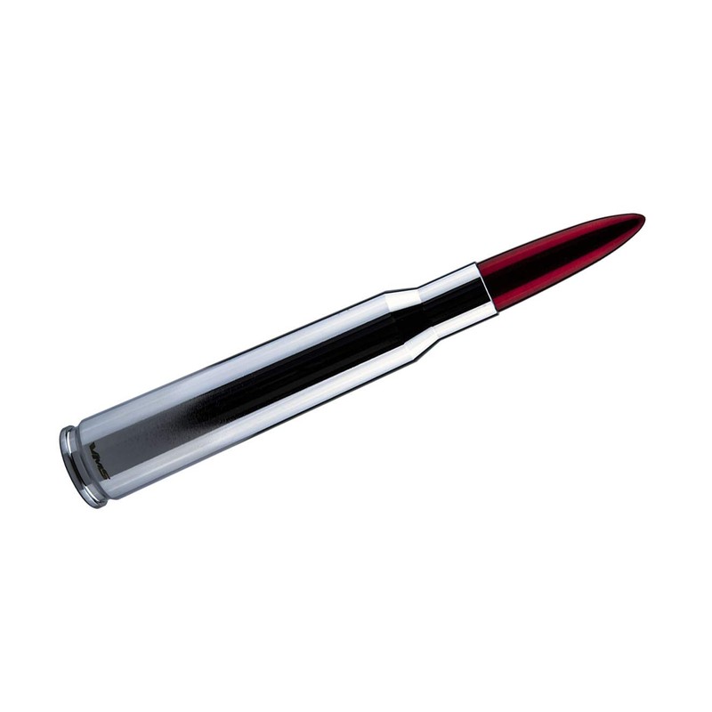 VMS Racing 50 Cal Caliber CHROME RED TIP BULLET ANTENNA