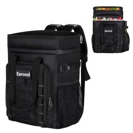 25L Insulated Cooler Backpack with Waterproof Zipper & Multi-Compartment Design Leakproof Lunch Bag for Beach, Camping, Office - Spacious Thermal Light-Weight Backpack for Men and Women-Black