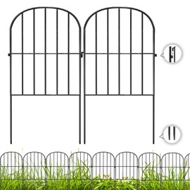 Getlay Decorative Garden Fence 24 Pack Black,24 Ft (L) X 24 in (H) Animal Barrier Fences for Small Dog, Garden Fencing Border, Arched Rustproof Metal Fence Outdoor Flower Bed Landscape Decor