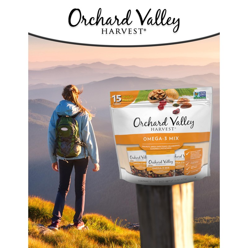 Orchard Valley Harvest Omega-3 Mix, 1 Ounce Bags (Pack of