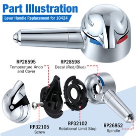 Enhon Lever Handle Replacement for 10424, Single Lever Handles Kit Compatible with Delta Series 1700 Monitor Tub and Shower Faucets, 5 in H X 2 in W Faucet Handle, Chrome (1 Pack)