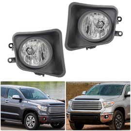 Silscvtt 2Pcs Fog Lights Replacement for 2014-2021 Tundra Clear Lens with Switch Bezel Wires Left+Right Side (Passenger & Driver Side)