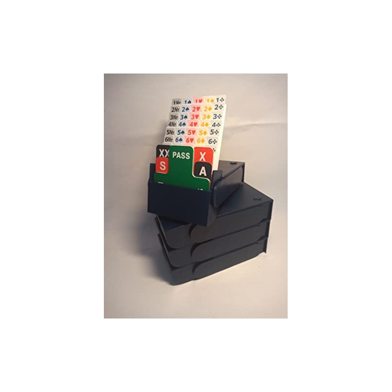 SuperBridgeBox - set of 4 with 100% plastic biddingcards (Blue)