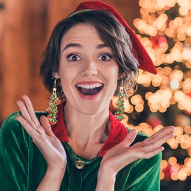 Christmas Earrings for Women Christmas Tree Tassel Earrings Christmas bulb earrings Statement Drop Dangle earrings Xmas Holiday Jewelry Party Gifts (Christmas bulb Tassel)