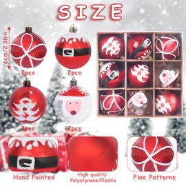 9Pcs Christmas Baubles, 6CM Shatterproof Hanging Christmas Ball Ornaments Decor, Christmas Tree Baubles Hanging Christmas Baubles Balls Ornaments for Xmas Party Holiday Christmas Tree Decorations