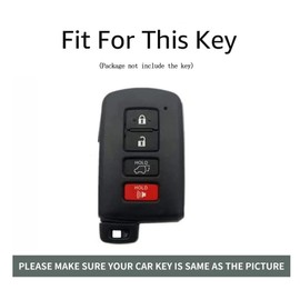 ontto 4 buttons Key Fob Cover Fit for Toyota RAV4 Sequoia Highlander Avalon Corolla Camry 2012-2022 Smart Alloy Leather Key holder Shell case keyring keychain protector accessories Red A