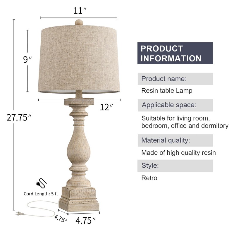 BOBOMOMO Retro 27" USB Charging Ports A/C Wash-White Farmhouse Lamps