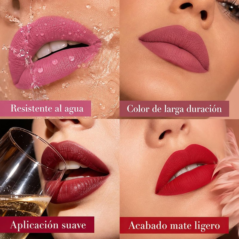 Brillo Labial 10PCS, Labial Mate Indeleble