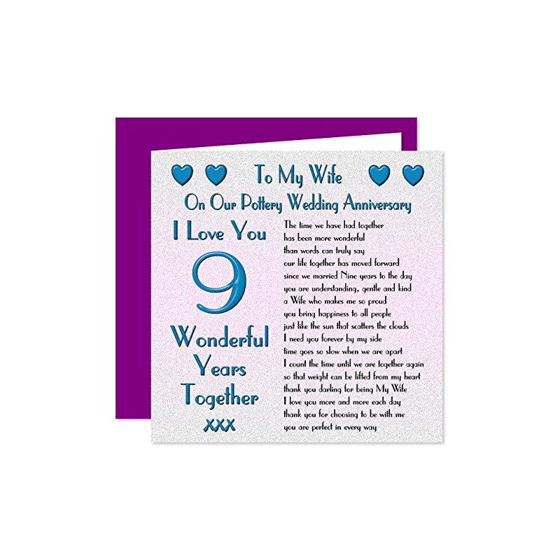 My Wife 9th Wedding Anniversary Card - On Our Pottery