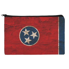Rustic Distressed Tennessee State Flag Makeup Cosmetic Bag Organizer Pouch