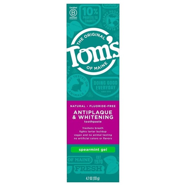 Toms Of Maine AY52791 Antiplaque And Whitening Spearmint Gel Toothpaste 4.7 Oz