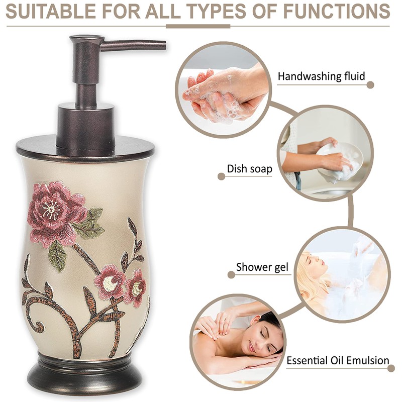Popular Bath Soap Dispenser/Lotion Pump, Larrisa Collection, Rose Design ,