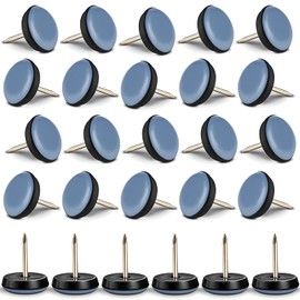 Pack of 20 Teflon Furniture Gliders, Chair Leg Gliders, 22 mm, Furniture Glides Nails, PTFE Teflon Chair Glides for Tiles, Hardwood Floors