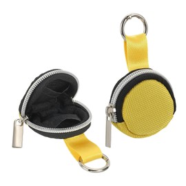 sourcing map Portable Ring Organizer Case with Keychain, Anti-Lost Traveling Ring Holder Storage Bag Small Organizer Case for Mini Necklace Earrings Jewelry, Yellow