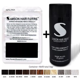 SAMSON Best Hair Loss Concealer Building Fibers BROWN Large 50gr COMBO Made USA