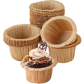 ATRDTO 50pack Paper 4Inch Mini Tart Pans for Baking, Mini Pie Pans, Non-stick, Unbleached, Disposable Quiche Baking Dish, Microwave safe,Oven safe (4")